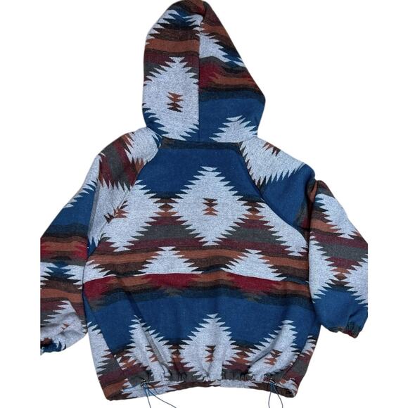 Oli & Hali Aztec Hoodie Pullover Women’s Southwest Half Zip Kangaroo Pocket Lg - Picture 2 of 4